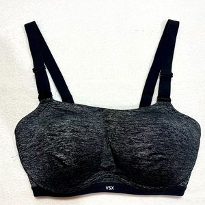 Victoria’s Secret VSX Sport bra Sz 32DD - black gray underwire adjustable straps